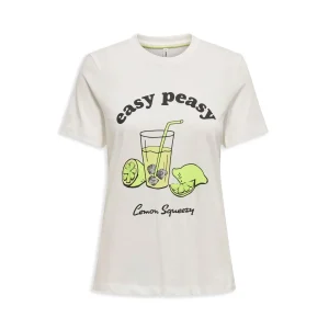 Only Kita Life Reg S/S Lemon Top Cloud Dancer/Easy Print