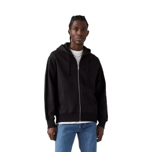 Levis Authentic Full Zip Hoodie Black Agate Garment Dye