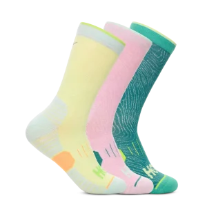 HOKA MEIAS CREW RUN SOCK 3/PACK CELERY/PK/OCEAN