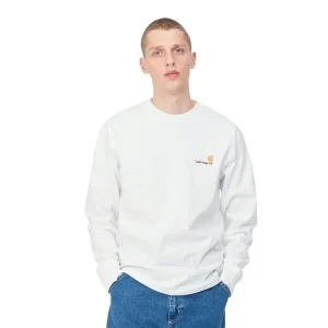 Carhartt WIP L/S American Script T-Shirt White