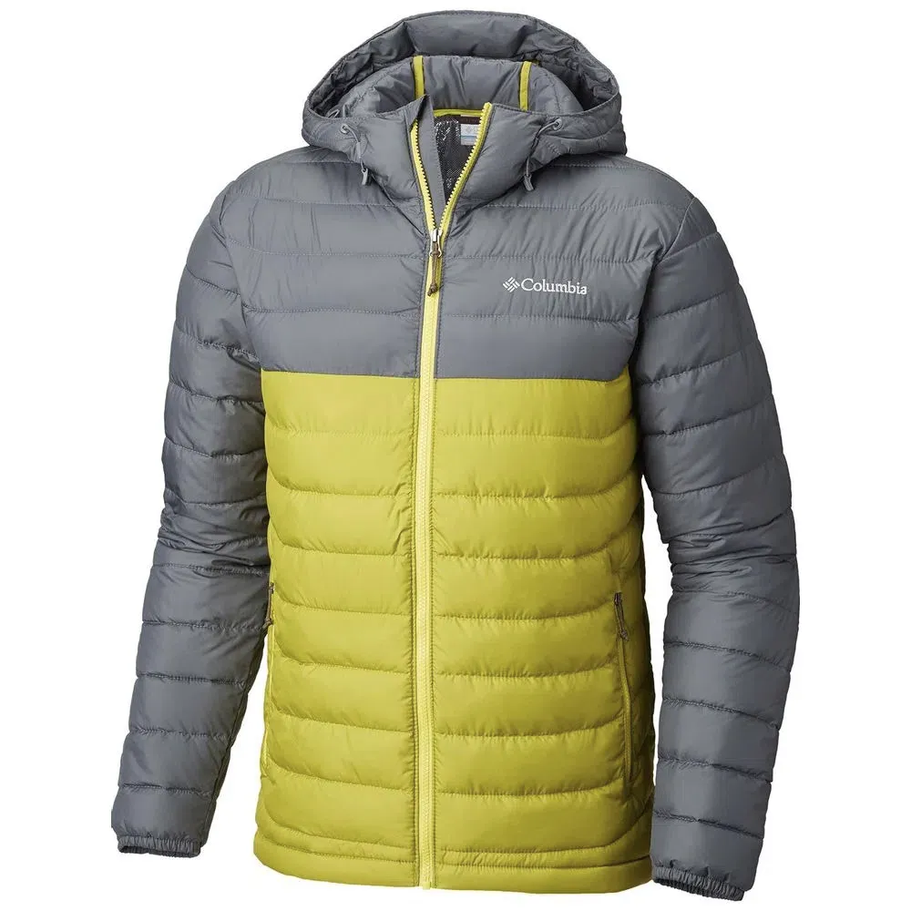 Jaqueta Columbia Powder Lite Omni-Heat Masculina Cinza c/ Verde - Image 2