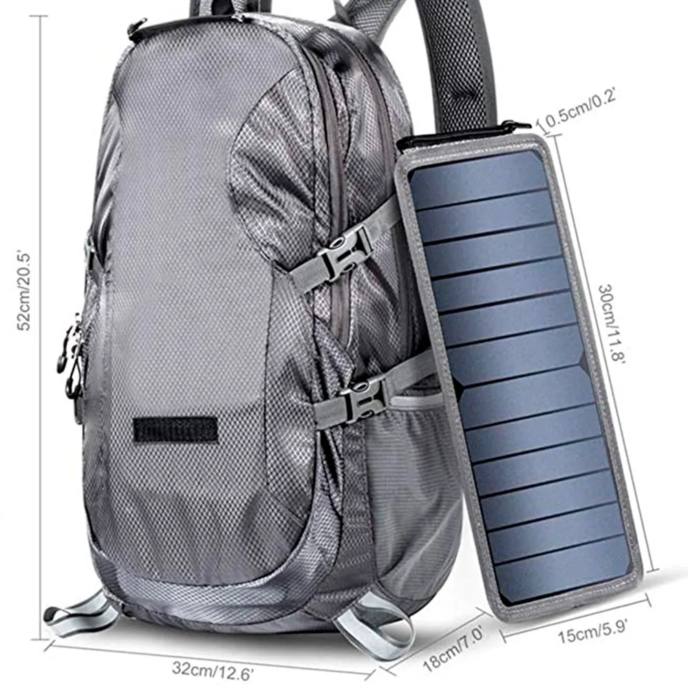 Mochila PV Light Dobrável 30L c/ Placa Solar Portátil 6.5W Cinza - Image 7