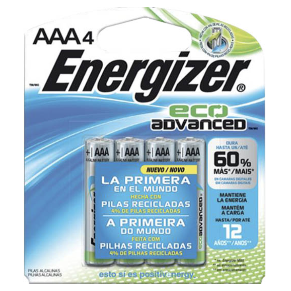 Pilha Energizer Eco Advanced Palito AAA – Display com 4 Unidades